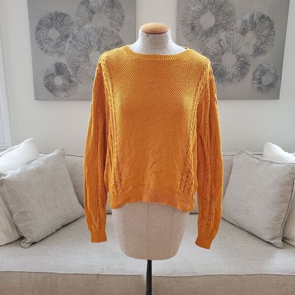 ✨ VOLCOM ✨ Cable Bodied Boxy Fit Crew Neck Sweater - [XXL, Mustard Gold] - Picture 5 of 14